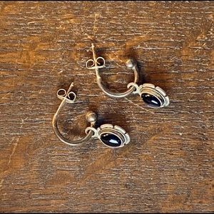 2/$20 Sterling silver earrings vintage with black stone